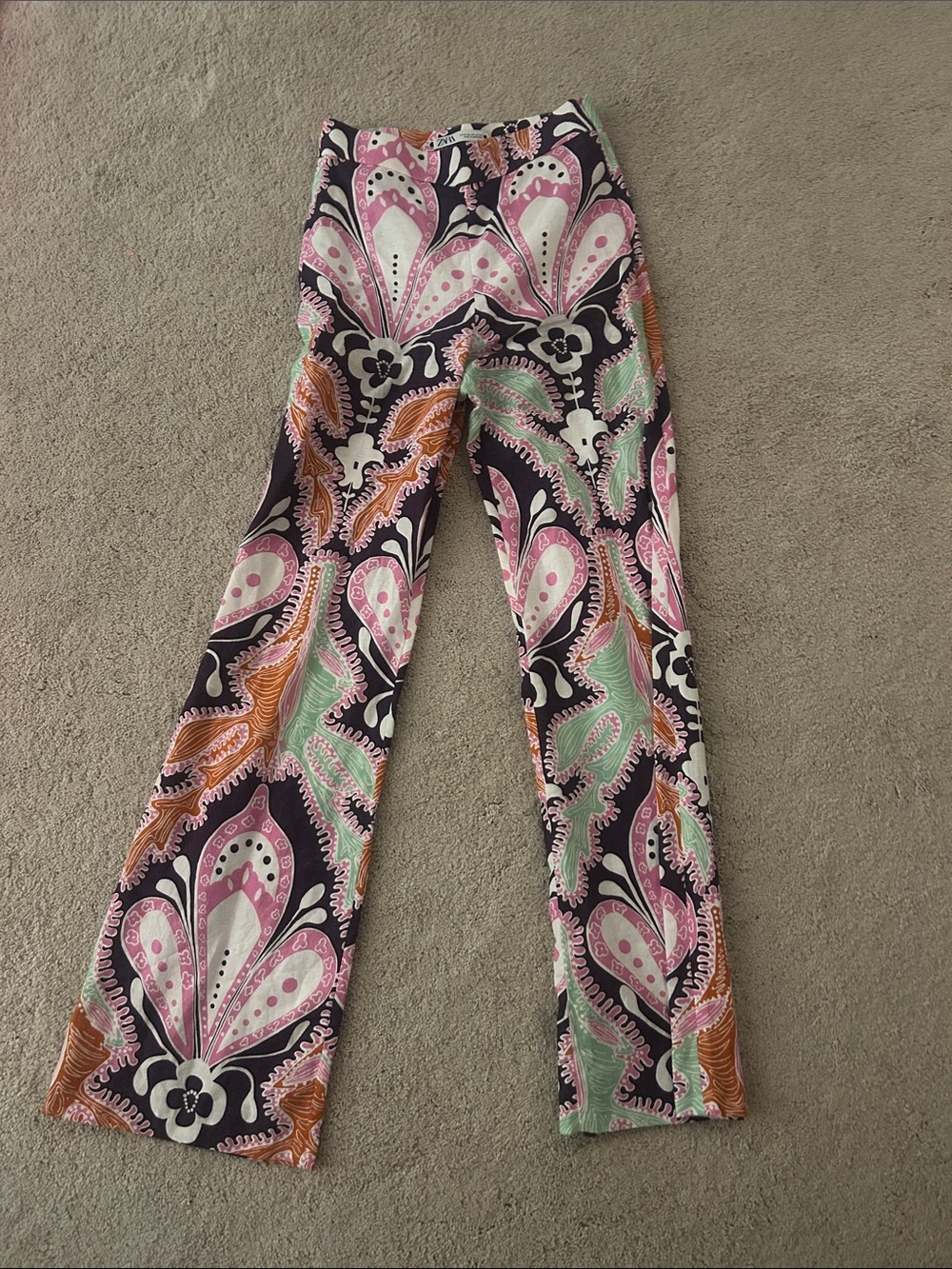 Women’s Pink print linen pants